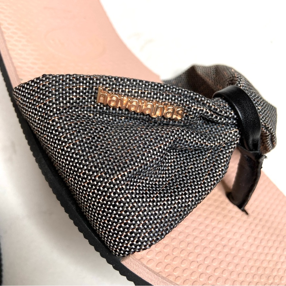 HAVAIANAS St. Tropez Shine Sandals Black Ballet Rose - Picture 4 of 15